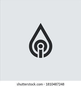 Minimalist Initial Letter i with Droplet or Oil Drop Logo Design Vector
