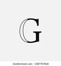 Minimalist Initial Letter G logo icon,  vector design concept outline letter with classy monogram color.