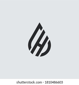 Minimalist Initial Letter H with Droplet or Oil Drop Logo Design Vector