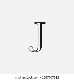 Minimalist Initial Letter J logo icon,  vector design concept outline letter with classy monogram color.