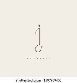 Minimalist Initial Letter J logo Icon.  Abstract  Vintage Line Letter Logo Icon Vector Design Concept .