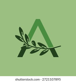 Letra inicial minimalista Un diseño de ícono de hoja que simboliza la naturaleza, el eco, lo orgánico y los conceptos de sostenibilidad. Ideal para proyectos ambientales, productos verdes, identidad natural y comunicación visual moderna.
