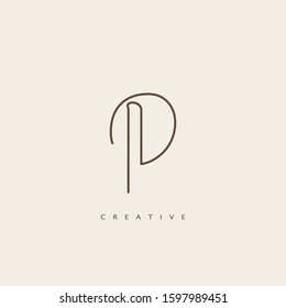 Minimalist Initial Letter P logo Icon.  Abstract  Vintage Line Letter Logo Icon Vector Design Concept .