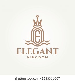 minimalistischer Anfangsbuchstabe R mit Königskrone Reich Linie Kunst Symbol Logo Vektorgrafik Design