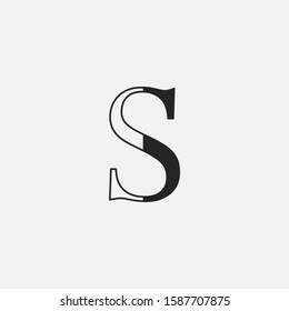 Minimalist Initial Letter S logo icon,  vector design concept outline letter with classy monogram color.