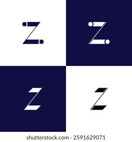 Minimalist Initial Letter Z Logo Design. Four Triangles Form the Letter Z Logo Design.