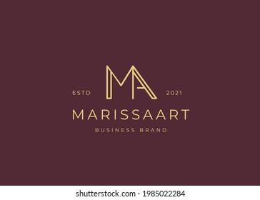 Minimalist Initial M A letter logo design template, vintage style, Vector illustrations