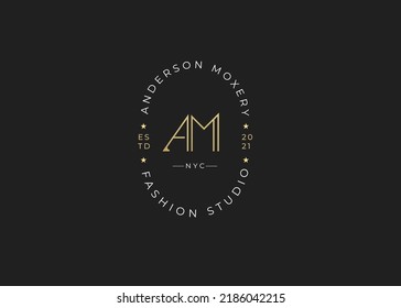 Minimalist Initial A M letter logo design template, vintage style, Vector illustrations