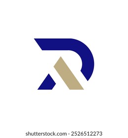 Minimalist initial RA Letter. A modern abstract logo featuring blue and gold geometric shapes on a white background, conveying a sense of professionalism and creativity. Ideal for branding.