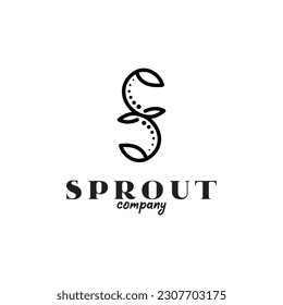 Minimalist Initial S Leaf Plant Logo Design. Organic Fresh Healthy Vegan Product logo design