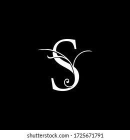 Minimalist Initial S letter Luxury  Logo, vector decoration  monogram alphabet font initial in art simple floral style.