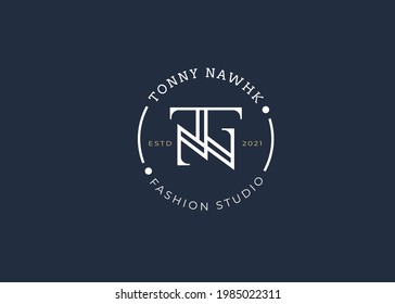 Minimalist Initial T N letter logo design template, vintage style, Vector illustrations