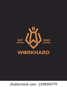 Logotipo WH inicial minimalista con estilo vintage pero profesional, adecuado para cafés con concepto de espacio de coworking