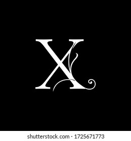 Minimalist Initial X letter Luxury  Logo, vector decoration  monogram alphabet font initial in art simple floral style.