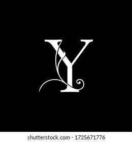 Minimalist Initial Y letter Luxury  Logo, vector decoration  monogram alphabet font initial in art simple floral style.