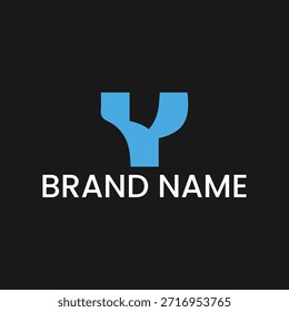 Símbolo inicial minimalista Y ou U em fundo preto para design de identidade corporativa profissional