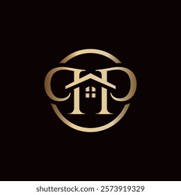 Minimalist Initials PP with House Icon for Real Estate Property Logo Design