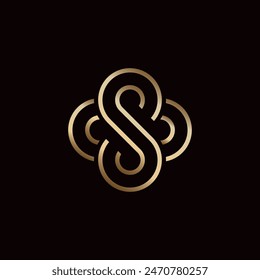 Minimalist Initials SS Flower Logo Icon Vector