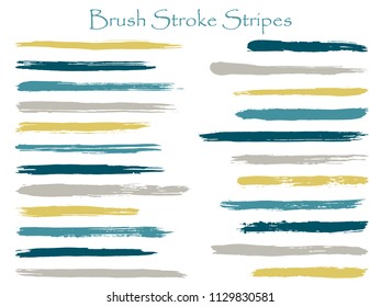 Minimalist ink teal brush stroke stripes vector set, horizontal marker or paintbrush lines patch. Hand drawn watercolor paint brushes, smudge strokes collection. Interior colors scheme elements.