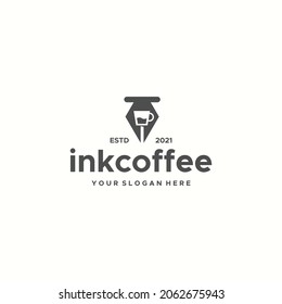 minimalist inkcoffee pen Cup glass logo design
