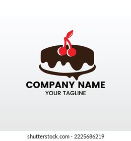 Minimalist inspiring cherry cake logo template