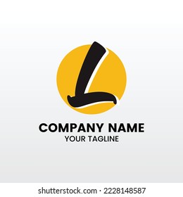 Minimalist inspiring L logo, L initial overlapping swoosh letter logo yellow and black