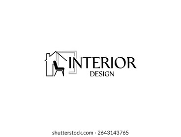 Minimalist interior design logo with house and chair icon – ideal for home decor, architecture, and furniture branding