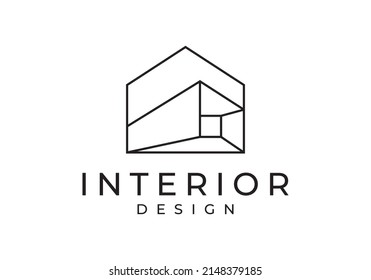 minimalist interior furniture home logo. perfect for property, real estate, business etc.