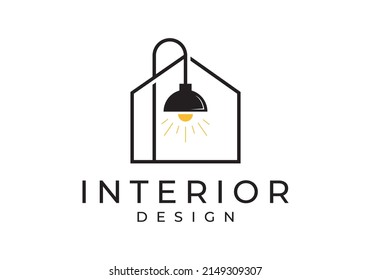 minimalist interior furniture home logo. perfect for property, real estate, business etc.