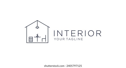 Minimalist interior furniture real estate design logo template