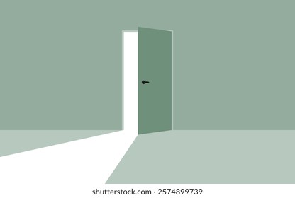 Minimalist Interior with Green Wall and Door