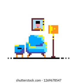 Minimalist Interior Pixel Art Vector