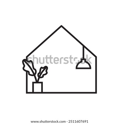 minimalist interior setup line logo design vector
