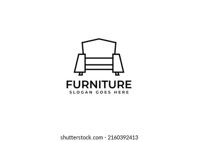 Decoración minimalista líneas de sofá diseño de logotipo símbolo vectorial