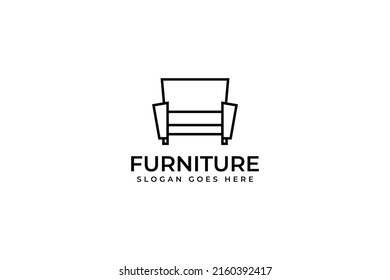 Decoración minimalista líneas de sofá diseño de logotipo símbolo vectorial