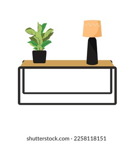 Minimalist interior table aeshtetic flat illustration