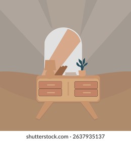 Minimalist interior vector illustration bookshelf graphic design template. Simple cartoon  furniture concept for decoration on background with flat style