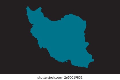 Minimalist Iran Map Silhouette in Solid Teal Color, Representing Geography, Culture, National Identity, and Country Outline in a Clean, Modern, Editable Vector Design.