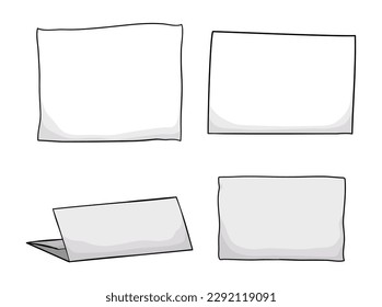 Minimalist and irregular sheets of paper with blank space in cartoon style.