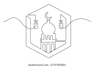Minimalistisch islam durchgehende Linie Zeichnung einfachen Stil Religion Umriss