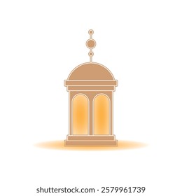 Minimalist Islamic Lantern Illustration with Soft Glow for Ramadan and Eid Decoration