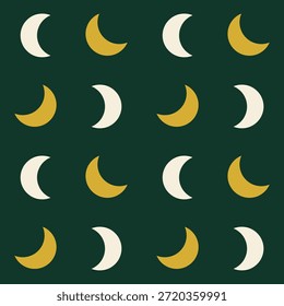 A minimalist islamic pattern showcases simple crescent moon shapes in a repeating design.
