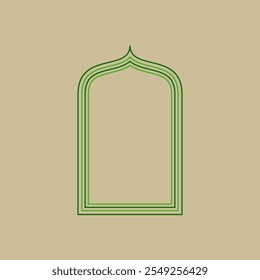 Minimalist Islamic Window Shape Element. Ninth Style Arabic Window Shape. Editable Vector