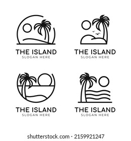 Minimalist Island Logo Collection Beach Symbol Stock Vector (Royalty ...