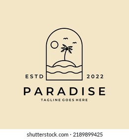minimalist Island Ocean Beach Palm Tree badge logo vector design