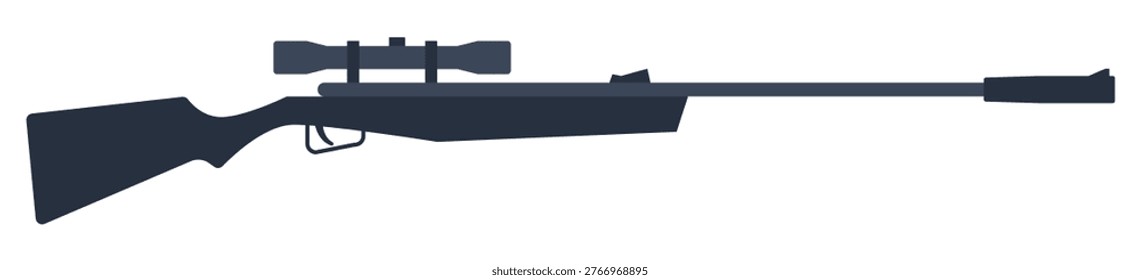 Minimalist isolated sniper rifle with scope on white background for weapon and shooting concepts vector illustration