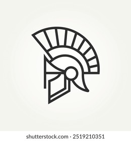 Diseño minimalista aislado de la Ilustración vectorial del logotipo del icono del arte de la línea del casco espartano