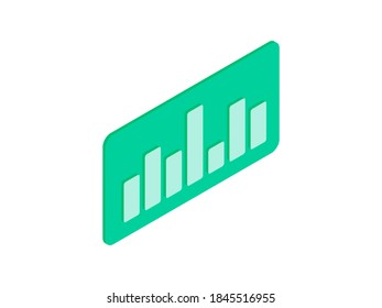 Minimalist isometric 3d vector icon of business bar chart for web banners with marketing research and strategy concept isolated on white background