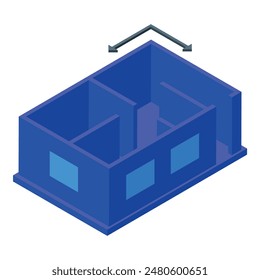 Ilustración vectorial de diseño de casa azul isométrica minimalista para el concepto de inversión inmobiliaria suburbana moderna