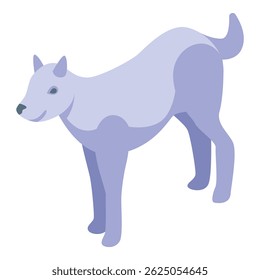 Minimalist isometric icon of a white arctic wolf standing